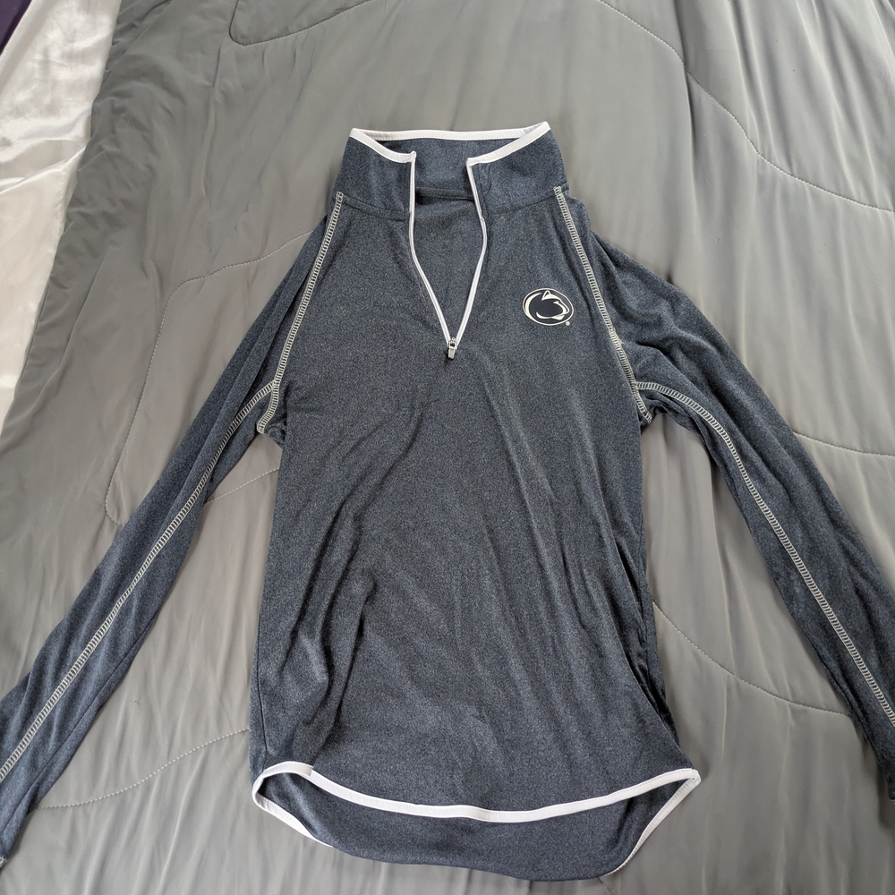 Gray Quarter-Zip Pullover with Logo